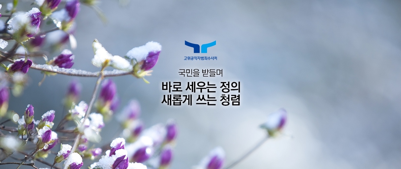 고위공직자범죄수사처 국민을 받들며 바로 세우는 정의 새롭게 쓰는 청렴